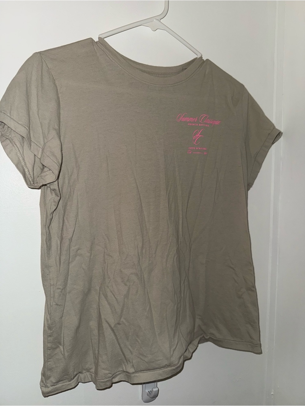 universal thread dark beige and pink french riviera short sleeve top